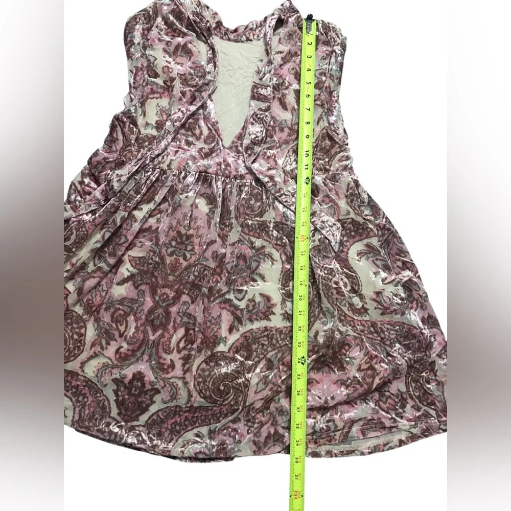 Free people all the time pink velvet sleeveless babydoll dress size‎ small new